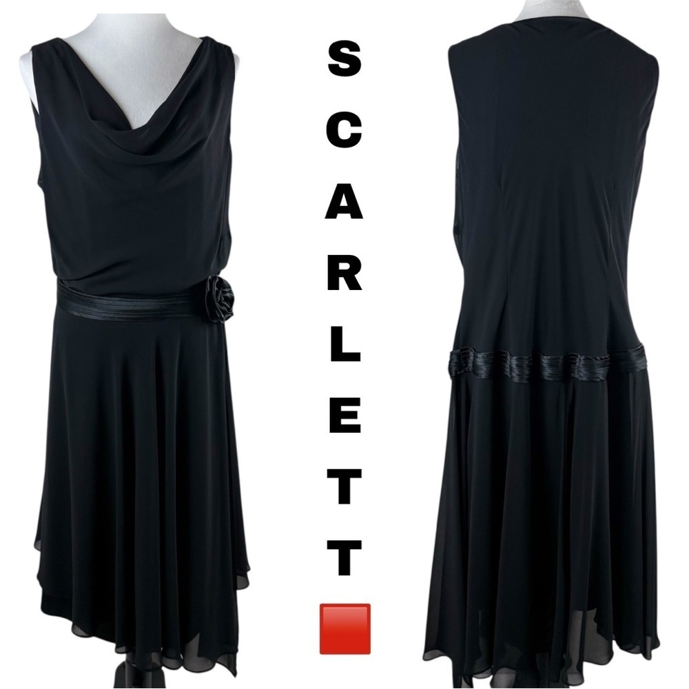 NWOT Scarlett Black Women’s  Asymmetrical Tie Front Cocktail Dress Size‎ 16